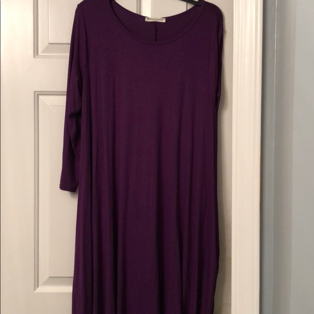 Plum Swing Dress with Pockets